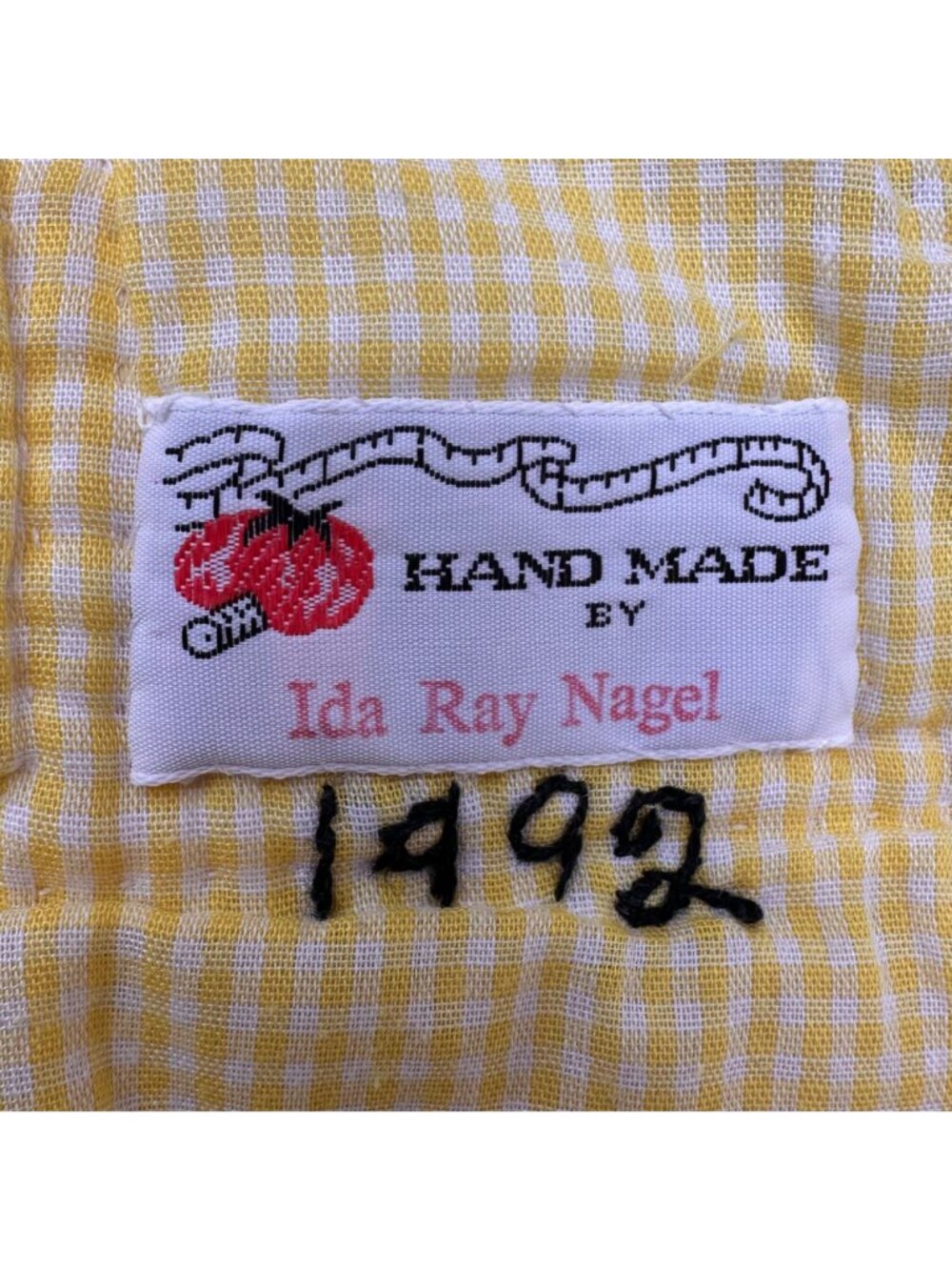 Vintage Baby Quilt Animal Appliques Yellow White Gingham 1992 Handmade Blanket - Picture 4 of 8